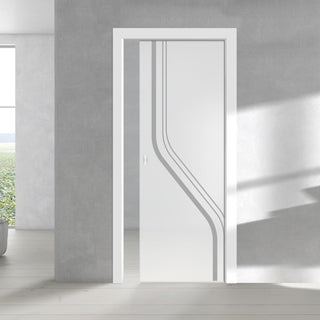 Image: Reston 8mm Obscure Glass - Obscure Printed Design - Single Evokit Glass Pocket Door