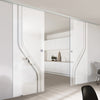 Double Glass Sliding Door - Reston 8mm Obscure Glass - Clear Printed Design - Planeo 60 Pro Kit