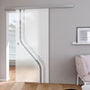 Single Glass Sliding Door - Reston 8mm Obscure Glass - Clear Printed Design - Planeo 60 Pro Kit