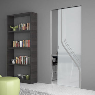 Image: Reston 8mm Obscure Glass - Obscure Printed Design - Single Absolute Pocket Door