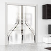 Reston 8mm Obscure Glass - Clear Printed Design - Double Evokit Pocket Door