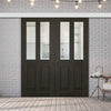 Double Sliding Door & Wall Track - Richmond Smoked Oak door - Clear Glass - Prefinished