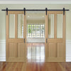 Double Sliding Door & Track - Richmond Oak Doors - Bevelled Clear Glass - Prefinished