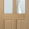 Single Sliding Door & Track - Richmond White Oak Door - No Raised Mouldings - Bevelled Clear Glass - Unfinished