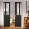 Richmond Smoked Oak Double Evokit Pocket Doors - Clear Glass - Prefinished