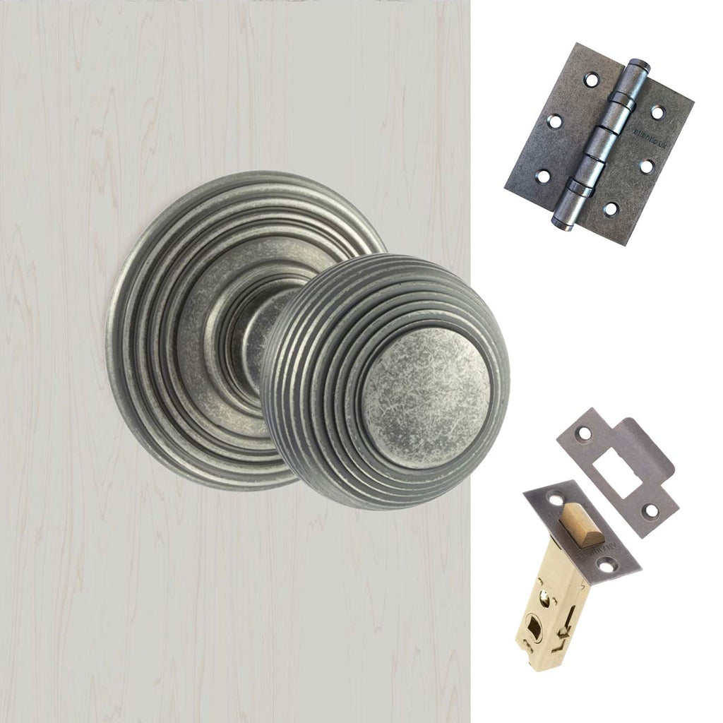 Ripon Reeded Old English Mortice Knob - Distressed Silver Handle Pack
