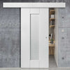 Single Sliding Door & Wall Track - Axis Ripple White Primed Door