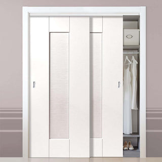 Image: Two Sliding Wardrobe Doors & Frame Kit - Axis Ripple White Primed Door