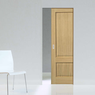Image: Oak Trent 2 Panel Absolute Evokit Pocket Door - Prefinished