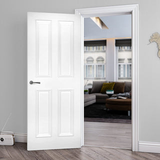 Image: Bespoke Rochester White Primed Fire Internal Door - Raised Mouldings - 1/2 Hour Fire Rated