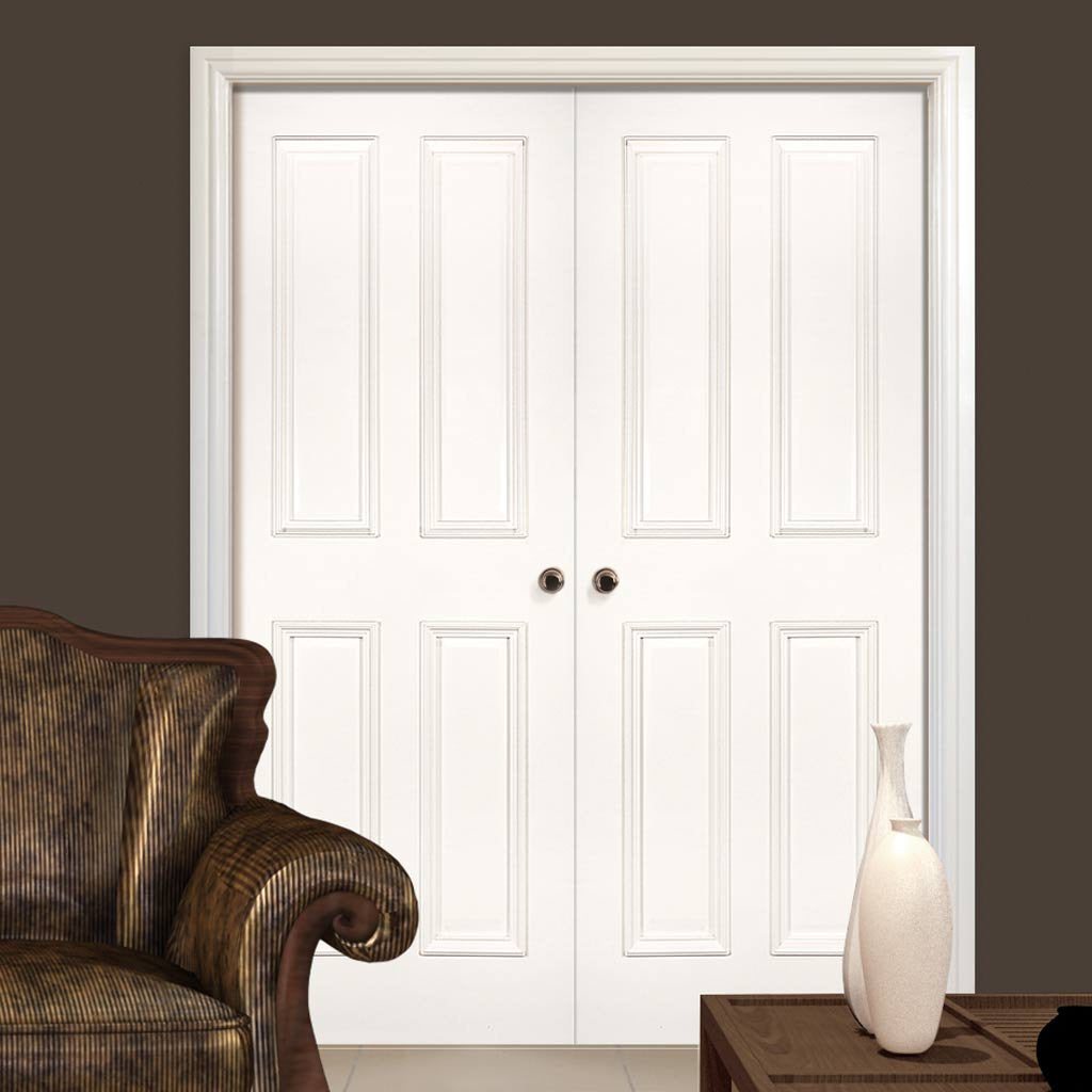 Rochester White Primed Door Pair - Raised Mouldings