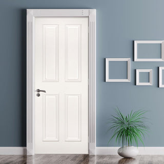 Image: Rochester White Primed Fire Door - Raised Mouldings - 1/2 Hour Fire Rated