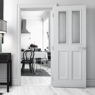 Image: Bespoke Rochester Clear Glazed White Primed Internal Door