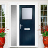 Cottage Style Rockford 1 Composite Front Door Set with Single Side Screen - Obscure Glass - Shown in Blue