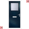 Cottage Style Rockford 1 Composite Front Door Set with Obscure Glass - Shown in Blue
