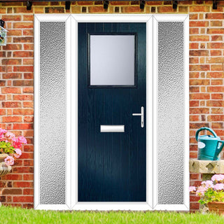 Image: Cottage Style Rockford 1 Composite Front Door Set with Double Side Screen - Obscure Glass - Shown in Blue