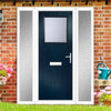 Cottage Style Rockford 1 Composite Front Door Set with Double Side Screen - Obscure Glass - Shown in Blue