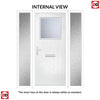 Cottage Style Rockford 1 Composite Door Set with Double Side Screen - Obscure Glass - Shown in Blue