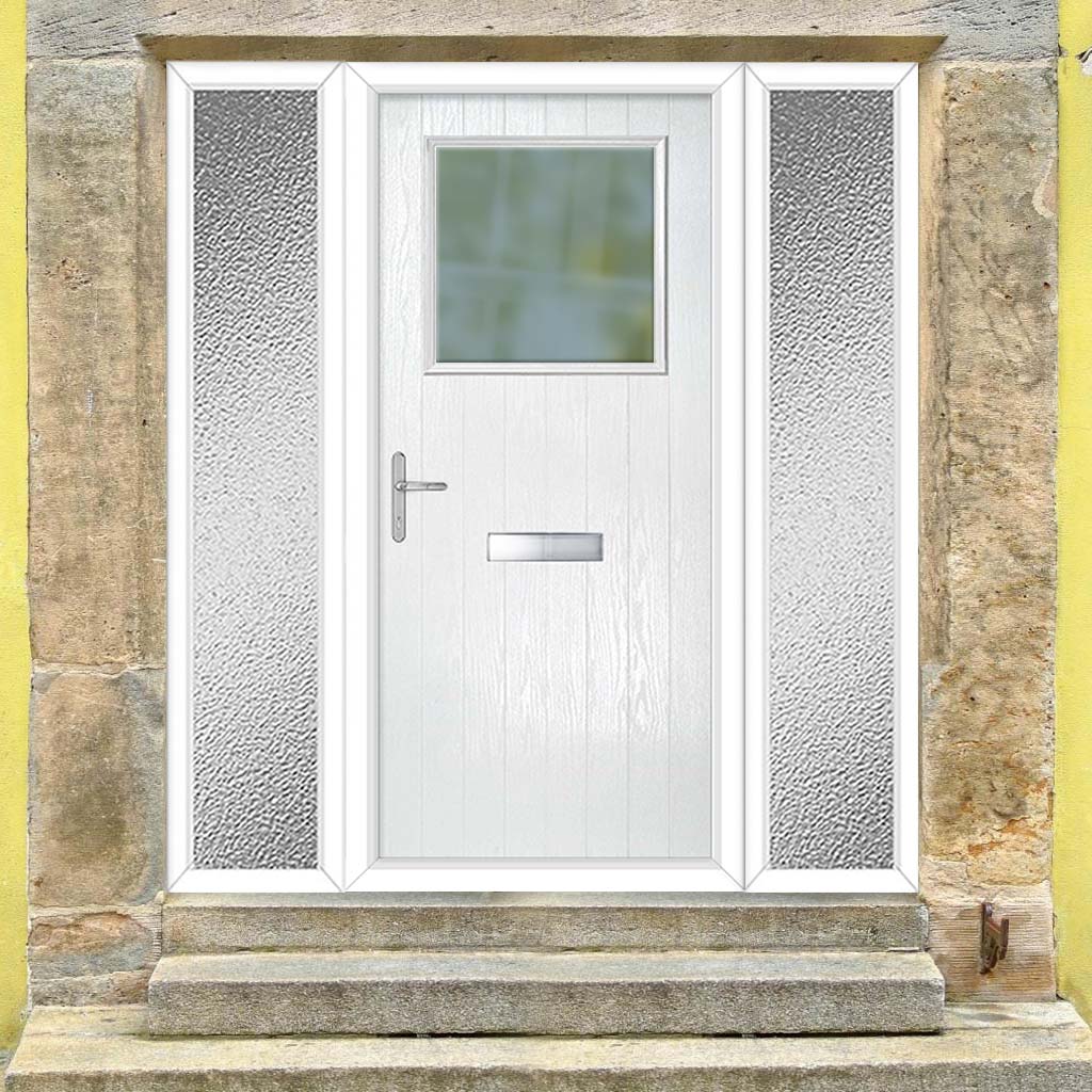Cottage Style Rockford 1 Composite Front Door Set with Double Side Screen - Clear Glass - Shown in White