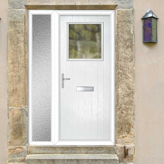 Image: Cottage Style Rockford 1 Composite Front Door Set with Single Side Screen - Clear Glass - Shown in White