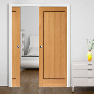 Image: Clementine Oak Double Evokit Pocket Doors - Prefinished