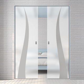 Image: Roslin 8mm Obscure Glass - Obscure Printed Design - Double Absolute Pocket Door