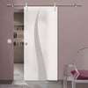 Single Glass Sliding Door - Solaris Tubular Stainless Steel Sliding Track & Roslin 8mm Obscure Glass - Obscure Printed Design