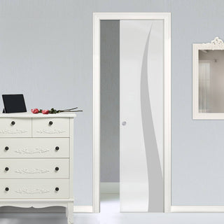 Image: Roslin 8mm Obscure Glass - Obscure Printed Design - Single Evokit Glass Pocket Door