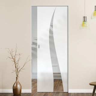 Image: Roslin 8mm Obscure Glass - Clear Printed Design - Single Absolute Pocket Door