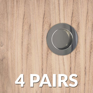 Image: Four Pairs of Anniston 50mm Sliding Door Round Flush Pulls - Polished Stainless Steel
