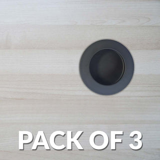 Image: Pack of Three Anniston 50mm Sliding Door Round Flush Pulls - Matt Black Finish