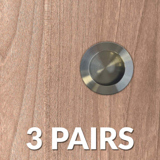 Image: Three Pairs of Anniston 50mm Sliding Door Round Flush Pulls - Satin Stainless Steel