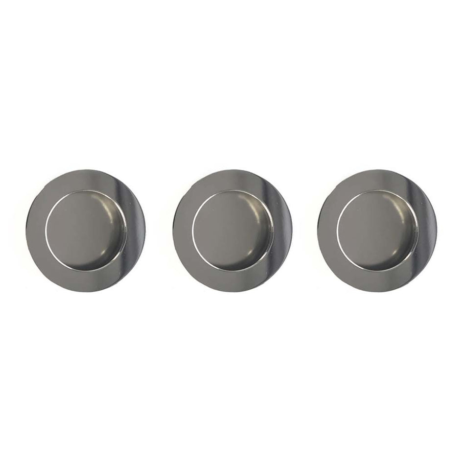 Pack of Three Anniston 50mm Sliding Door Round Flush Pulls - Polished Stainless Steel