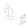 102x76mm Grade 13 Hinge - Radius Corners - Suits Fire Doors - Six Finishes - Single Hinge