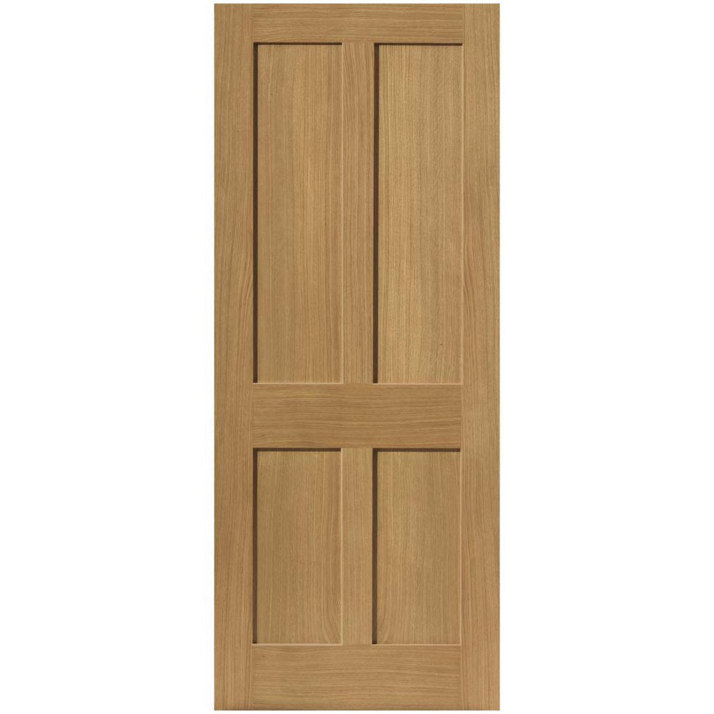 J B Kind Oak Shaker Rushmore Fire Door - Flat Panels - 1/2 Hour Fire Rated