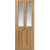 Rustic Oak Shaker 2 Panel 2 Pane Absolute Evokit Pocket Door - Prefinished - Clear Glass
