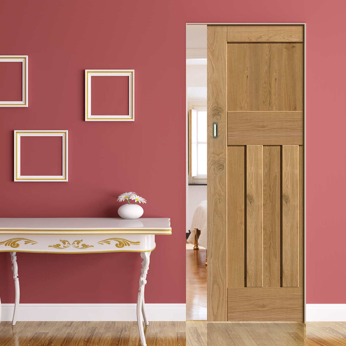 Rustic Oak 1930 DX Shaker Absolute Evokit Pocket Door - Prefinished