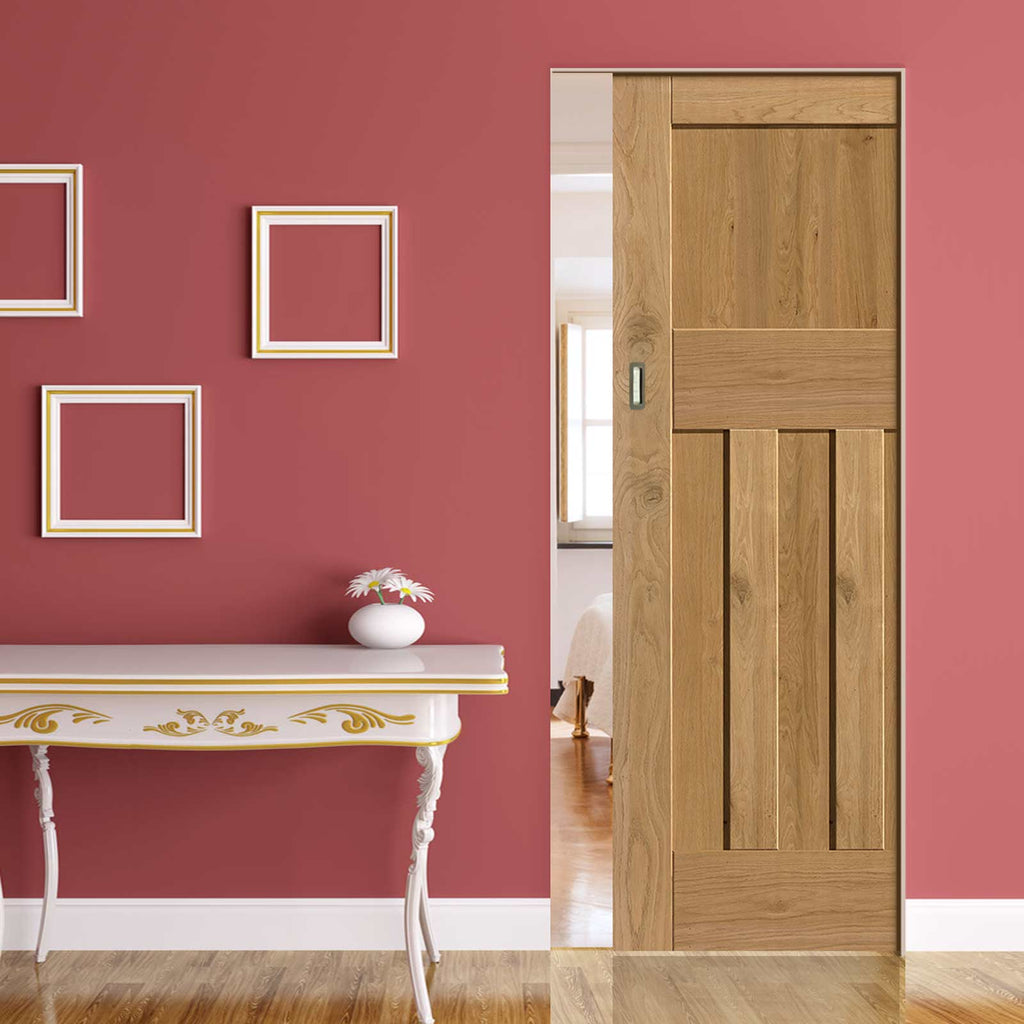 Rustic Oak 1930 DX Shaker Absolute Evokit Pocket Door - Prefinished