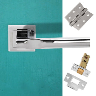 Image: Kansas Status Lever on Square Rose - Polished Chrome Handle Pack