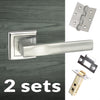 Two Pack Kansas Status Lever on Square Rose - Satin Chrome Handle