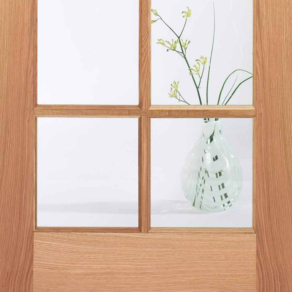 Double Sliding Door & Track - SA 10 Pane White Oak Doorss - Clear Glass - Unfinished