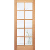 Top Mounted Black Sliding Track & Door - SA 10 Pane White Oak Door - Clear Glass - Unfinished