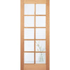Single Sliding Door & Track - SA 10 Pane White Oak Door - Clear Glass - Unfinished