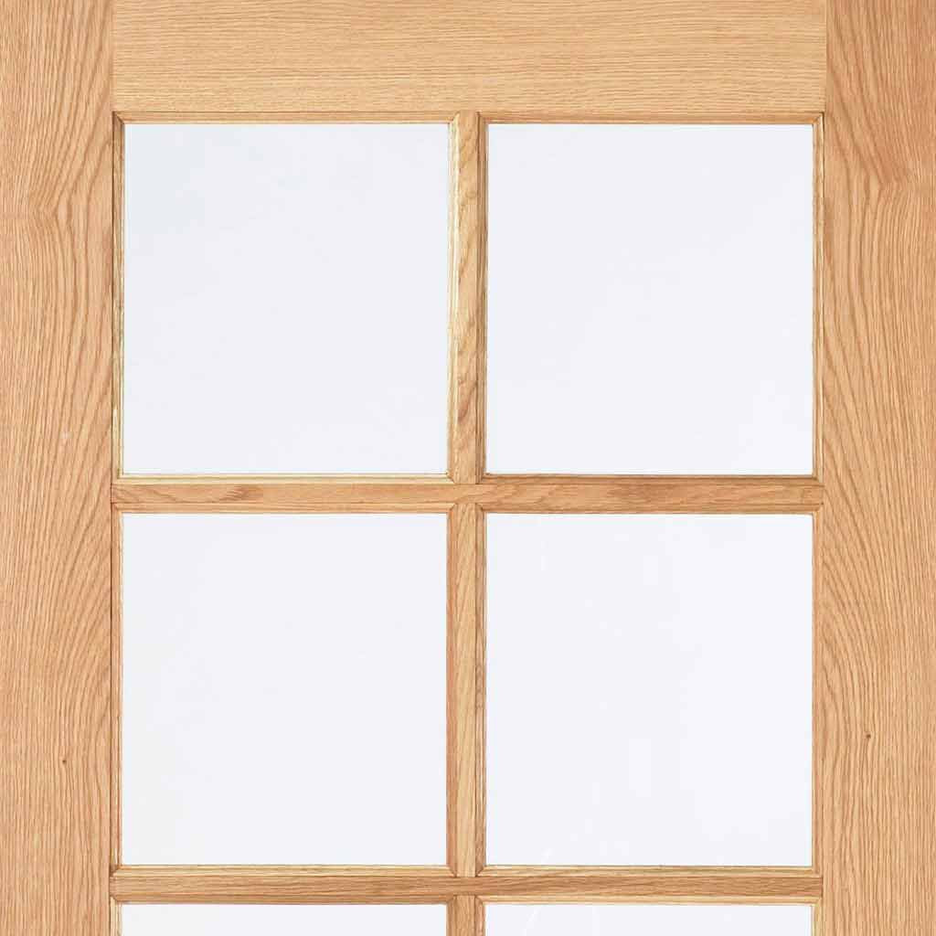 Double Sliding Door & Track - SA 10 Pane White Oak Doorss - Clear Glass - Unfinished
