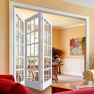 Image: Three Folding Doors & Frame Kit - SA 15L 3+0 - Clear Glass - White Primed