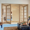 Four Folding Doors & Frame Kit - SA 15L Oak 2+2 - Bevelled Clear Glass - Unfinished