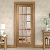 Oak interior door with elegant bevelled glass