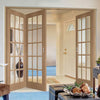 Three Folding Doors & Frame Kit - SA 15 Pane Oak 2+1 - Bevelled Clear Glass - Unfinished