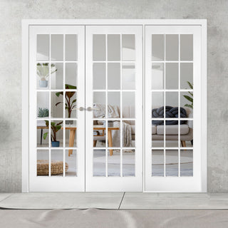 Image: ThruEasi Room Divider - SA 15L Clear Glass White Primed Double Doors with Single Side
