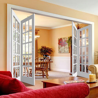 Image: Four Folding Doors & Frame Kit - SA 15L 2+2 - Clear Glass - White Primed